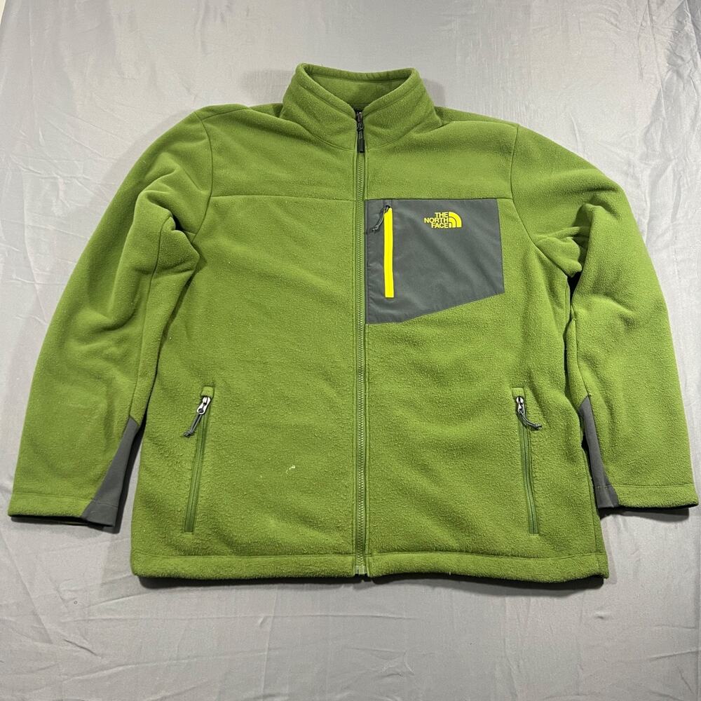 The North Face Fleece Jacket Mens XL Green Full Zip Outdoor Hiking Trail